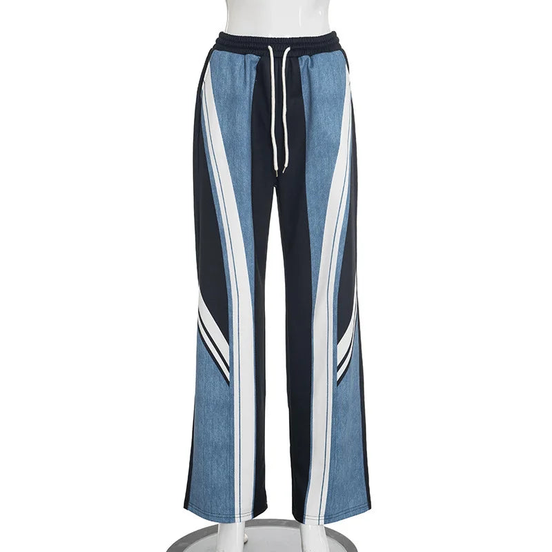 Color-Block Patchwork Loose Pants | MzStar Fashion | view 2