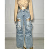 Rhinestone Stretch Cargo Jeans | MzStar Fashion | view 8