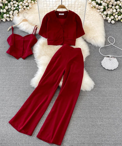 Chiffon Three-Piece Pants Set | MzStar Fashion