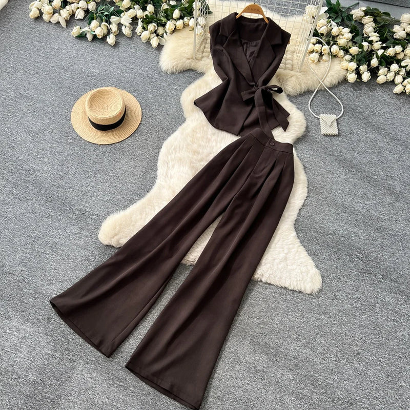 Sleeveless Knit Top & Pants Set | MzStar Fashion | view 4