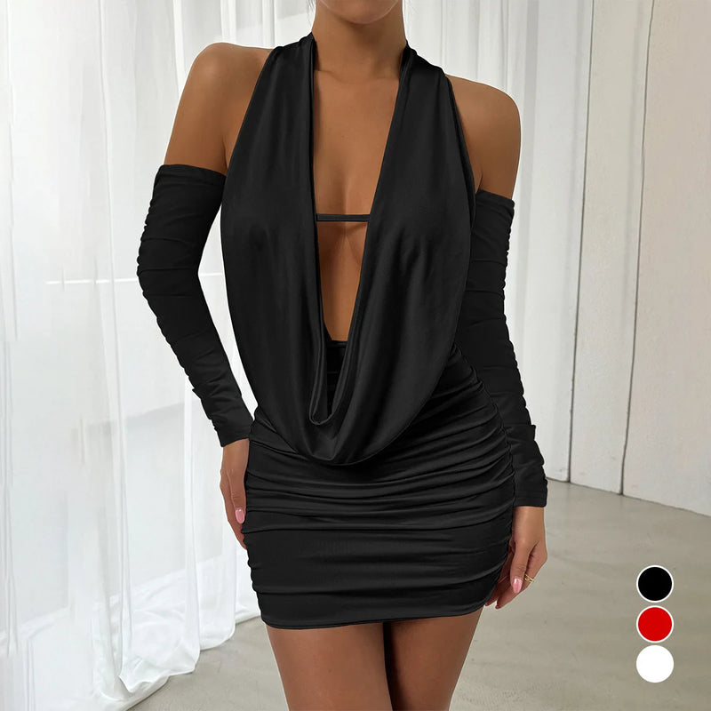 Halter Pleated Pencil Dress | MzStar Fashion