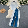 Denim Splice Top & Pants Set | MzStar Fashion | view 3