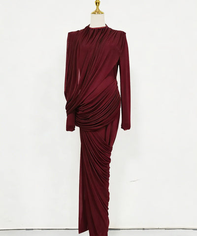 Modest Ruffle Knit Maxi Dress