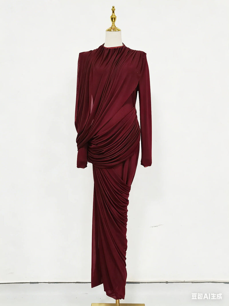 Modest Ruffle Knit Maxi Dress | MzStar Fashion | view 2