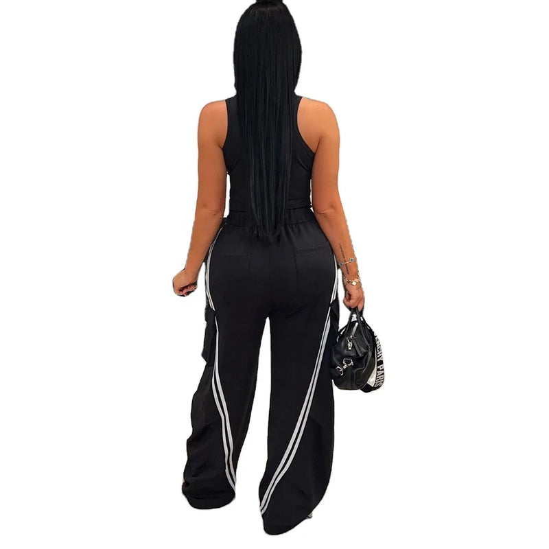 Striped Patchwork Straight Pants | MzStar Fashion | view 2