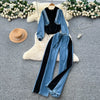 Hooded Denim Patchwork Set | MzStar Fashion | view 2
