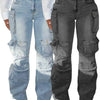 Patchwork Multi-Pocket Denim Pants | MzStar Fashion | view 8