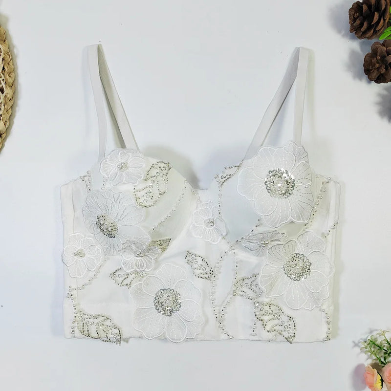 Lace Flower Bandeau Top | MzStar Fashion