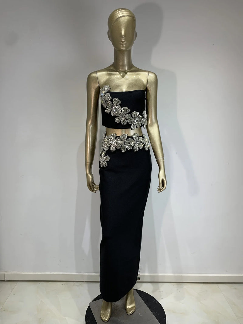 Crystal Bandage Two-Piece Dress Set | MzStar Fashion | view 2