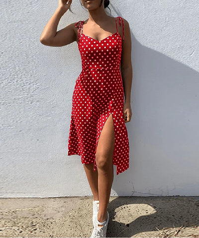 Polka Dot Pleated Sundress | MzStar Fashion