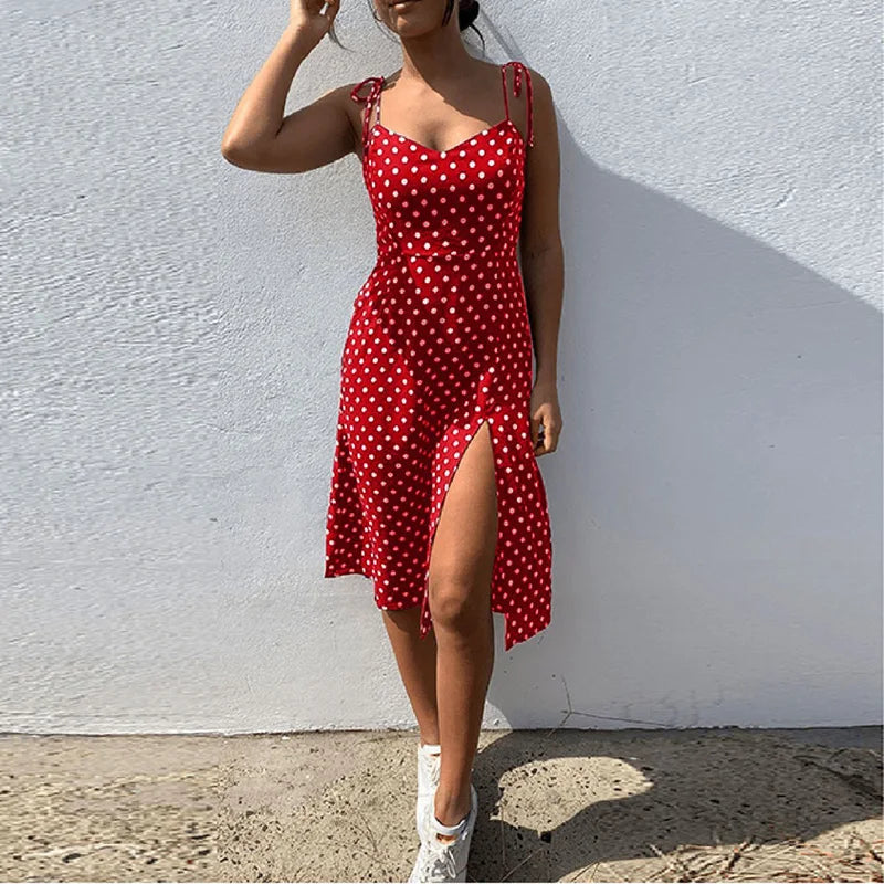 Polka Dot Pleated Sundress | MzStar Fashion