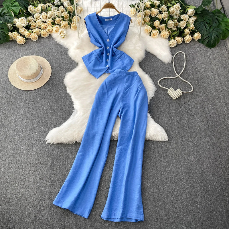 Sleeveless Vest & Trousers Set | MzStar Fashion | view 2