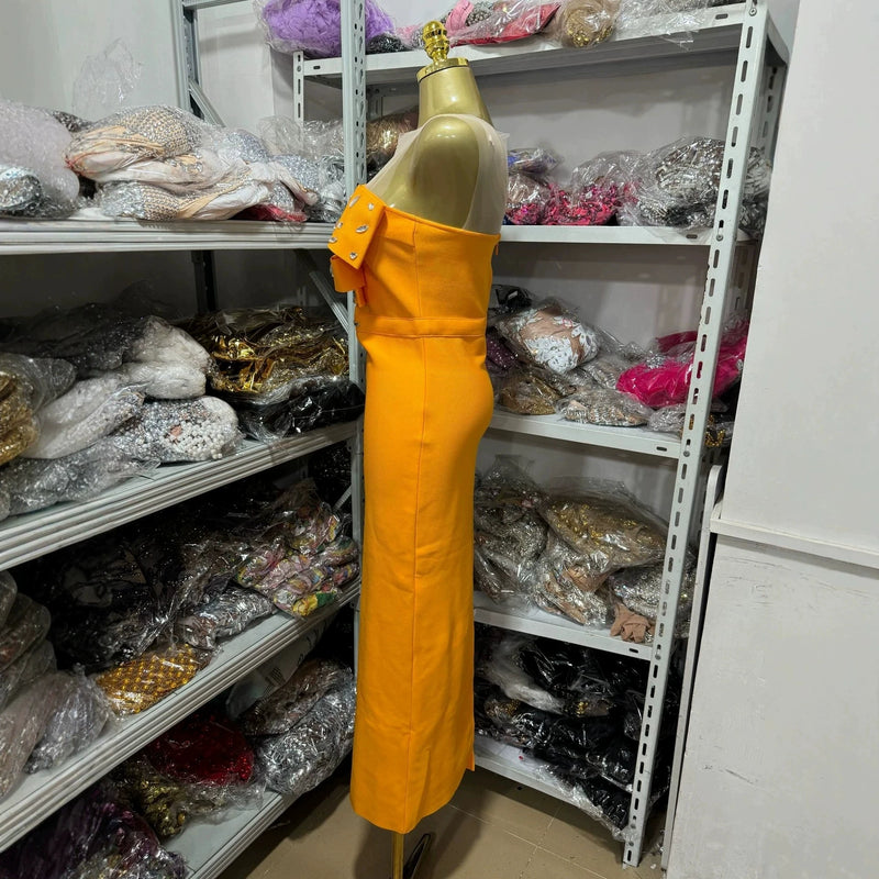 Orange Rhinestone Dress