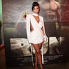 White Choker Cape-Sleeve Dress | MzStar Fashion | view 4