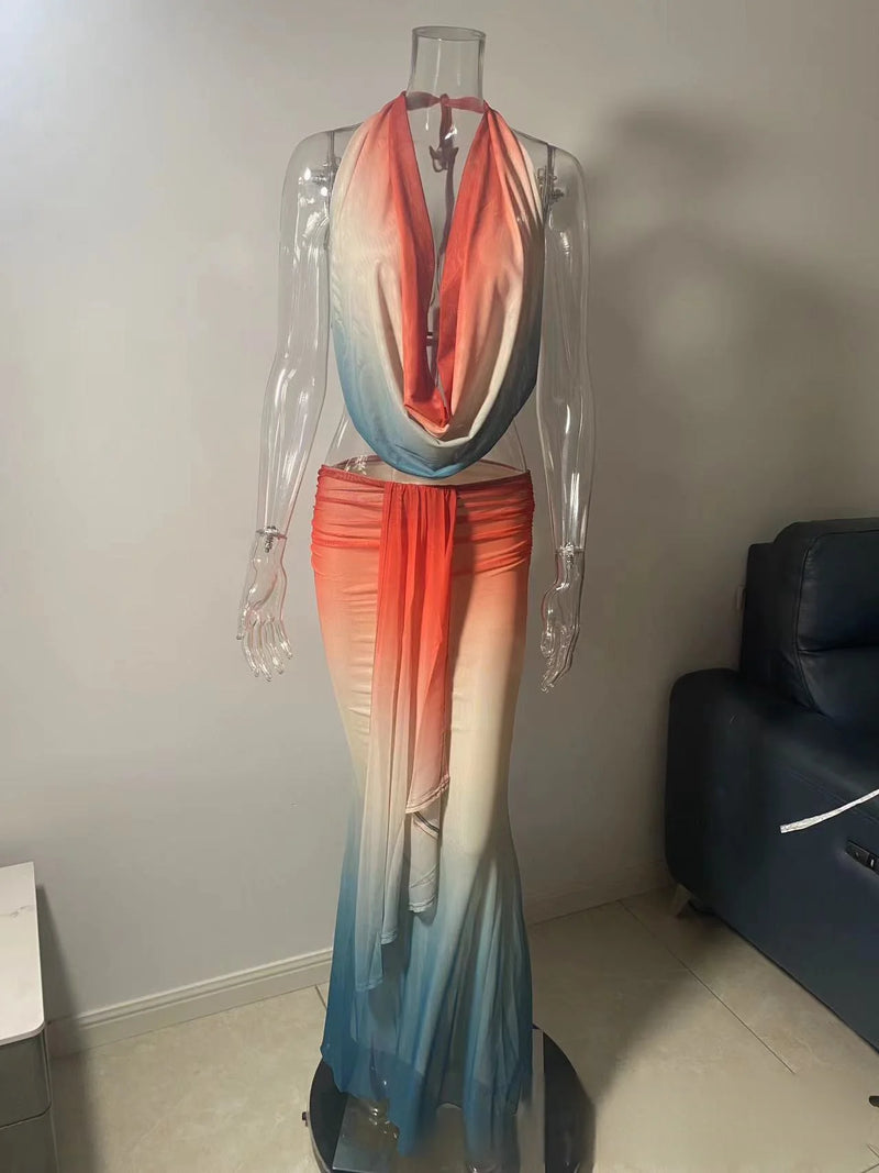 Dyed Top & Mesh Skirt Set | MzStar Fashion | view 2