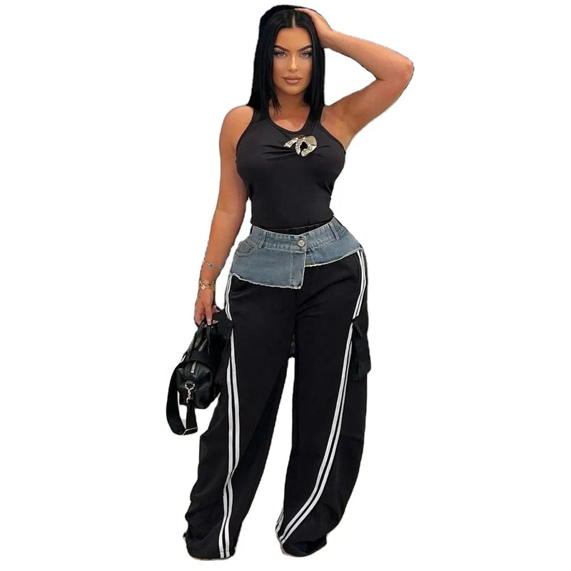 Striped Patchwork Straight Pants | MzStar Fashion