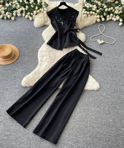 Button Vest & Pants Set | MzStar Fashion