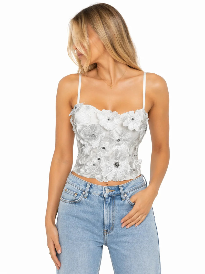 3D Floral Mesh Corset Top | MzStar Fashion | view 3