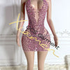 Orange Crystal Halter Mini Dress | MzStar Fashion | view 6