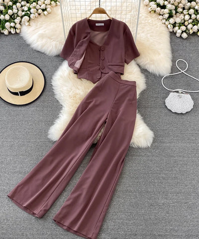 Chiffon Three-Piece Pants Set