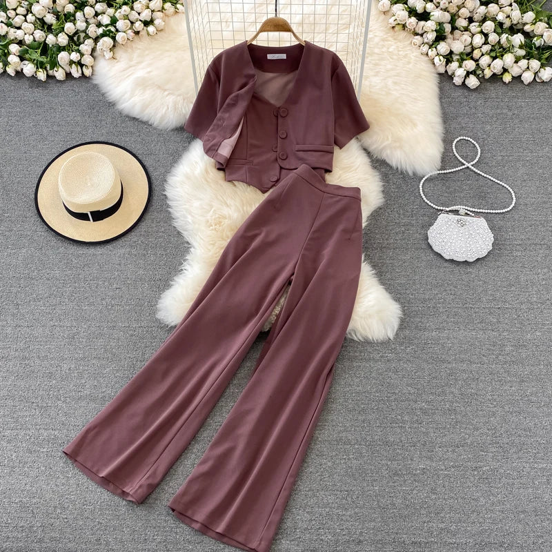 Chiffon Three-Piece Pants Set | MzStar Fashion | view 2