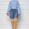 Lantern Sleeve Knit Crop Sweater | MzStar Fashion | view 6