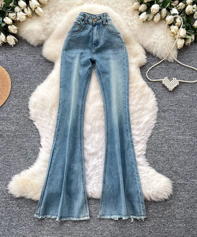 Vintage Print High-Waist Jeans | MzStar Fashion