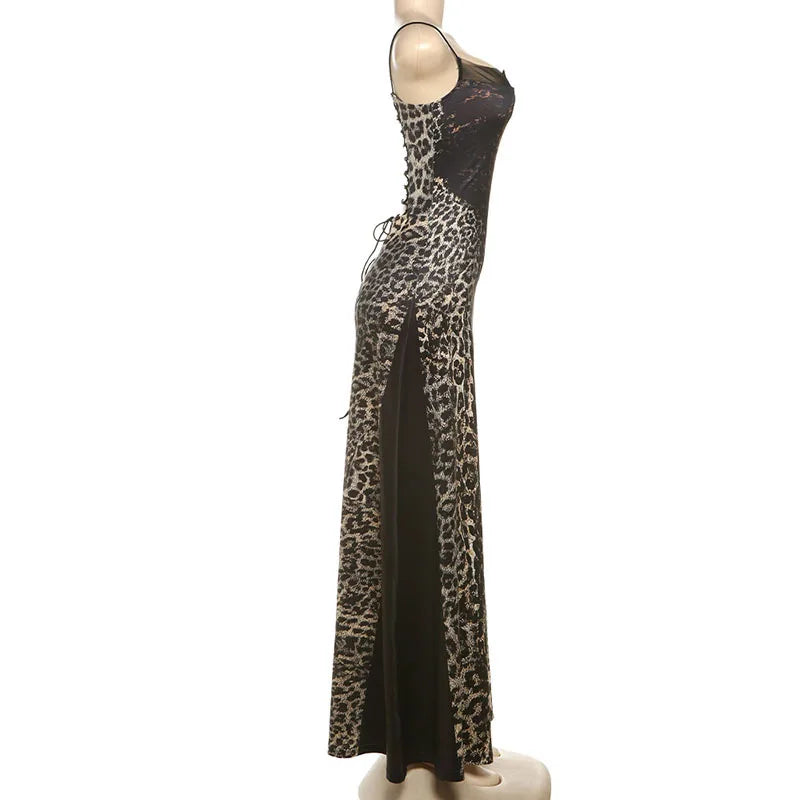Leopard Strappy Bodycon Maxi Dress | MzStar Fashion | view 5