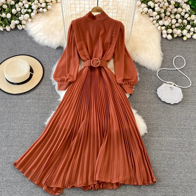 Pleated Taffeta Midi Dress | MzStar Fashion | view 3