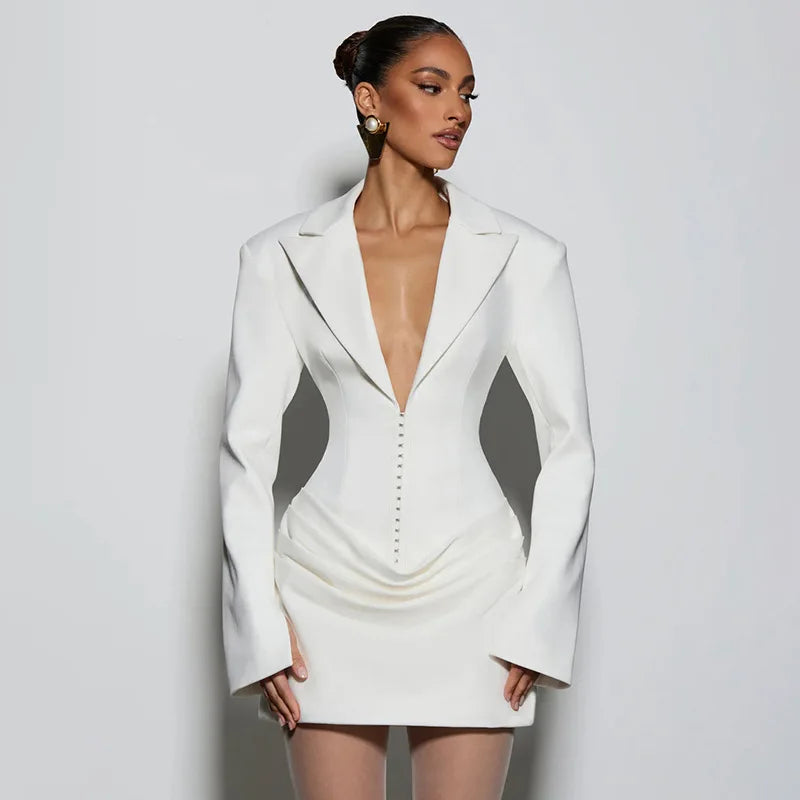 Ruched V-Neck Splice Mini Dress | MzStar Fashion | view 3