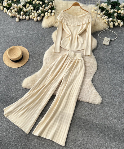 Ruffle Knit Top & Pants Set