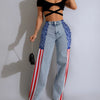 Printed Stretch Wide-Leg Jeans | MzStar Fashion | view 3
