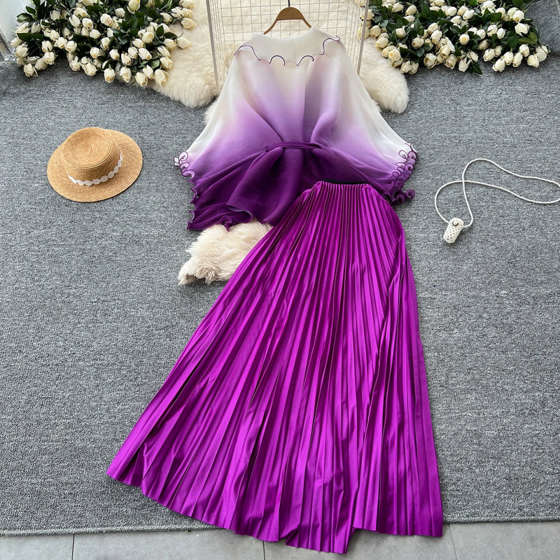 Bandage Top & Pleated Skirt Set | MzStar Fashion | view 4