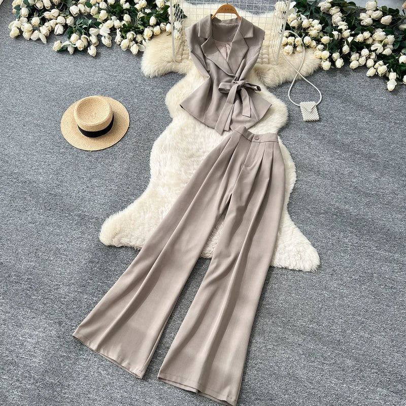 Sleeveless Knit Top & Pants Set | MzStar Fashion | view 3