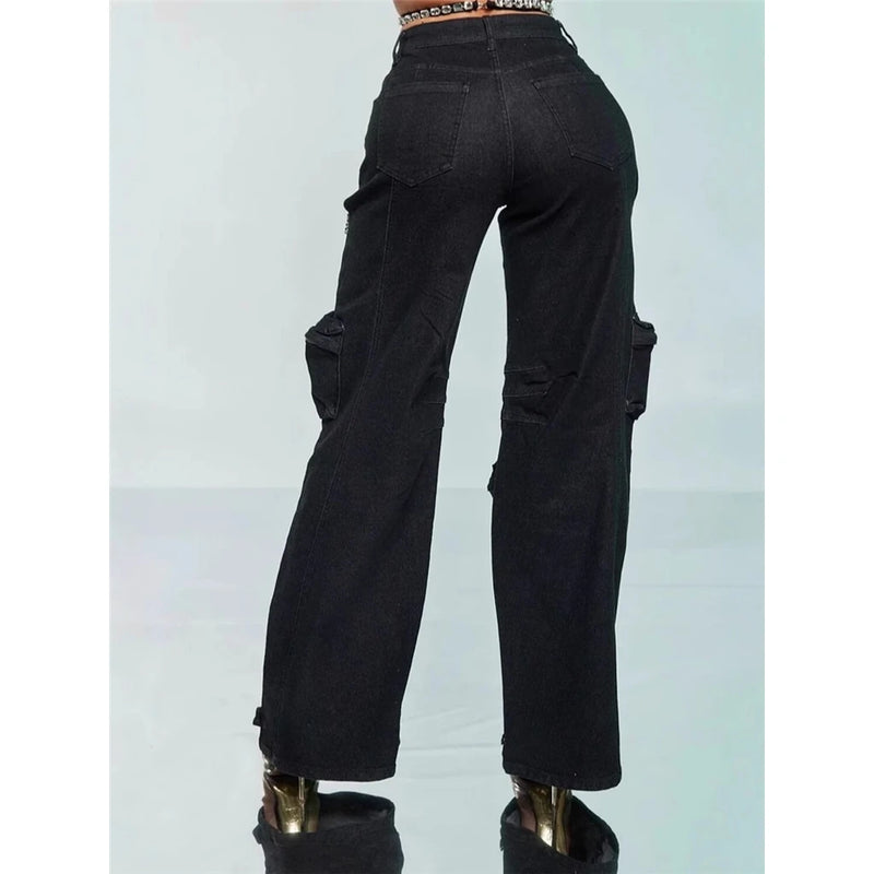Rhinestone Stretch Cargo Jeans | MzStar Fashion | view 6