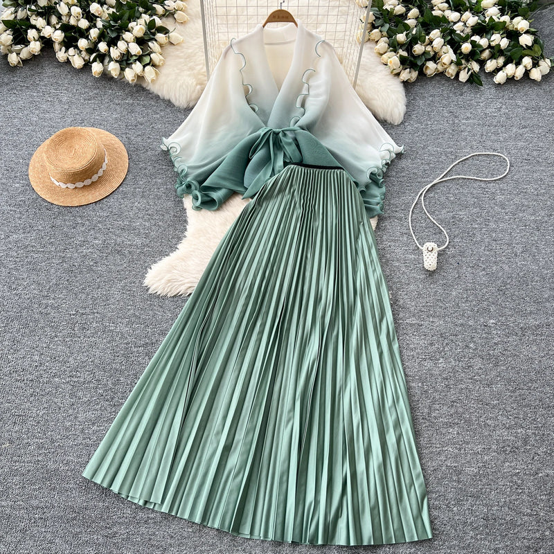 Tie-Dye Blouse & Midi Skirt Set | MzStar Fashion | view 6
