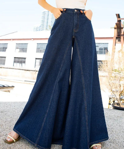 Washed Stretch Wide-Leg Jeans | MzStar Fashion