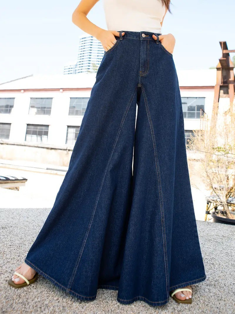 Washed Stretch Wide-Leg Jeans | MzStar Fashion