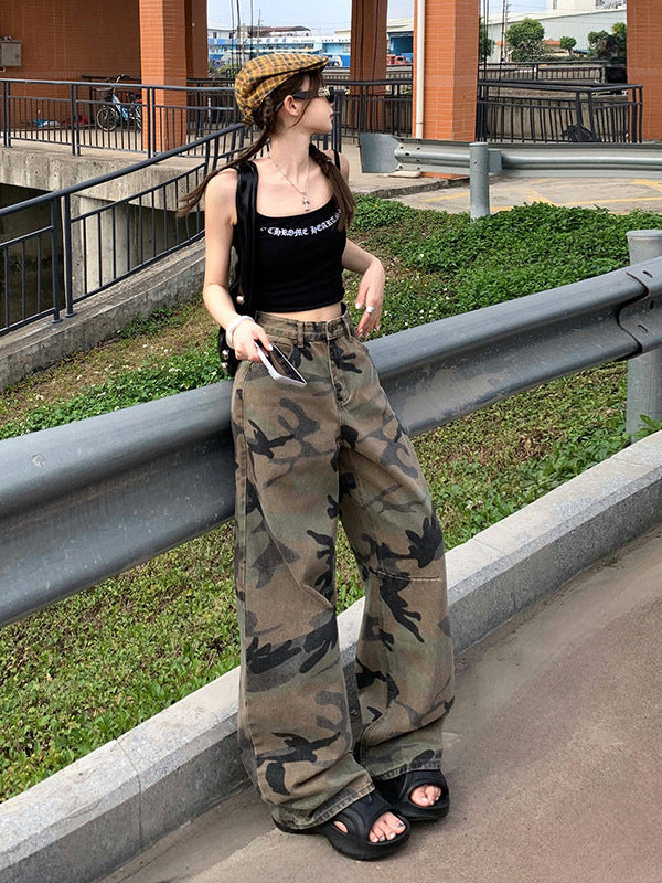 Washed Camo Wide-Leg Jeans | MzStar Fashion | view 5