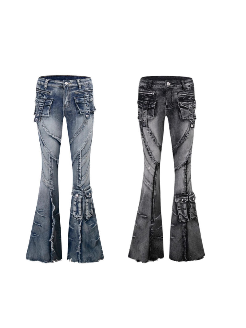 Rhinestone Ripped High-Waist Jeans | MzStar Fashion