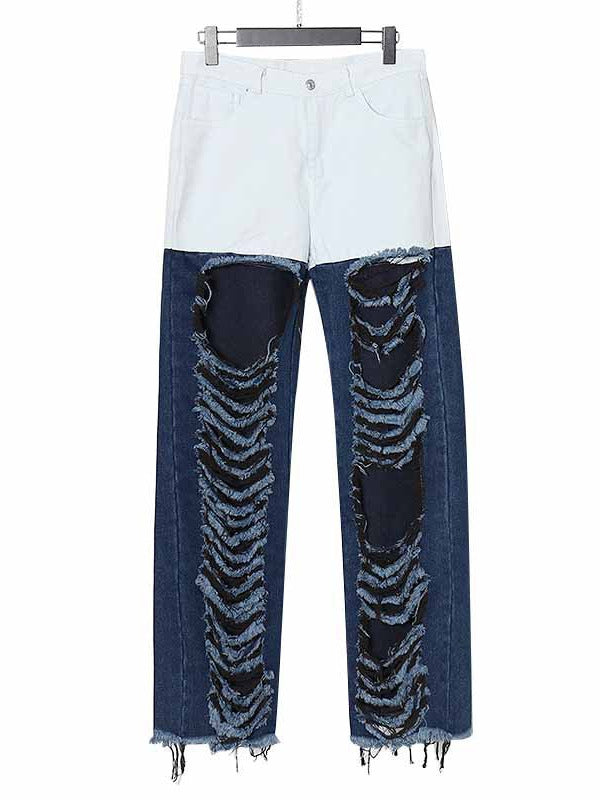 Contrast Ripped Jeans | MzStar Fashion | view 5