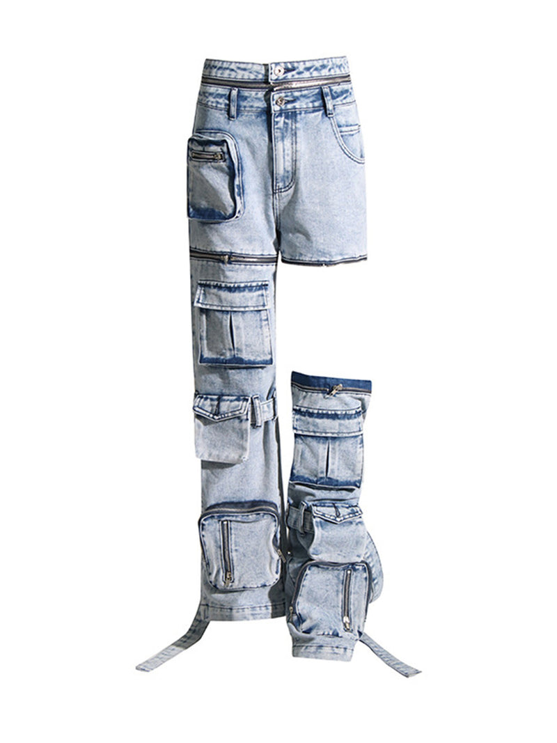 Zip-Detail Multi-Pocket Jeans | MzStar Fashion | view 3