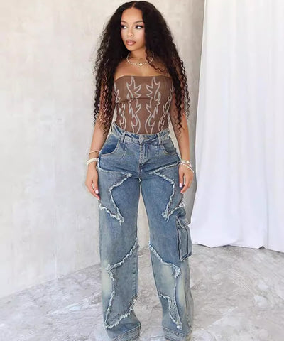 Fringe Tassel Straight Jeans | MzStar Fashion