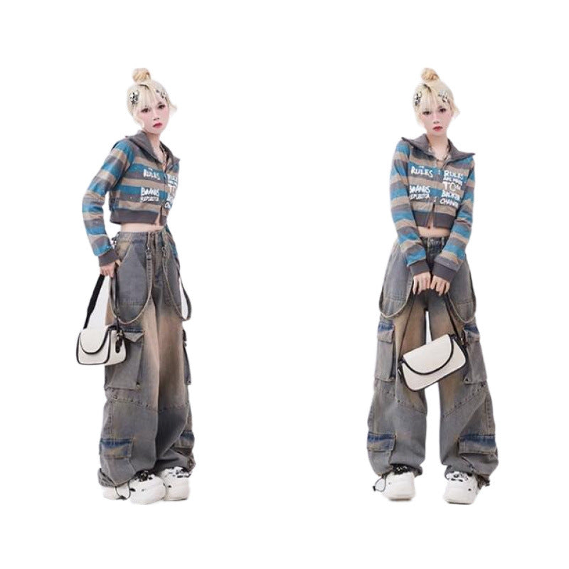 Distressed Big-Pocket Straight Jeans | MzStar Fashion | view 5