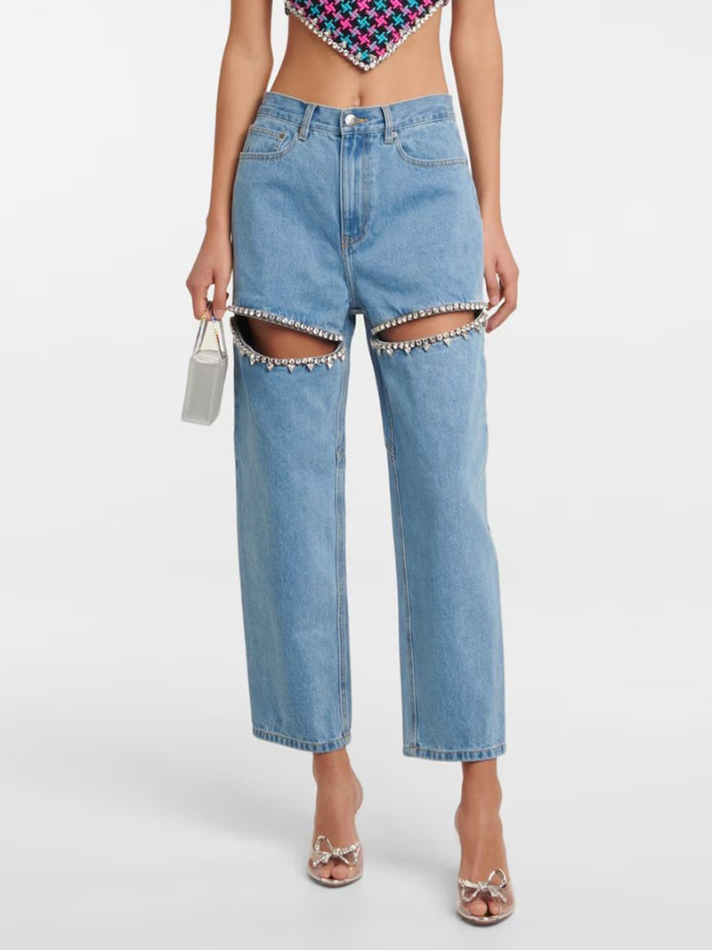 Beaded Distressed Slim Jeans | MzStar Fashion | view 3