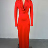 Pile Collar Long-Sleeve Maxi Dress | MzStar Fashion | view 8