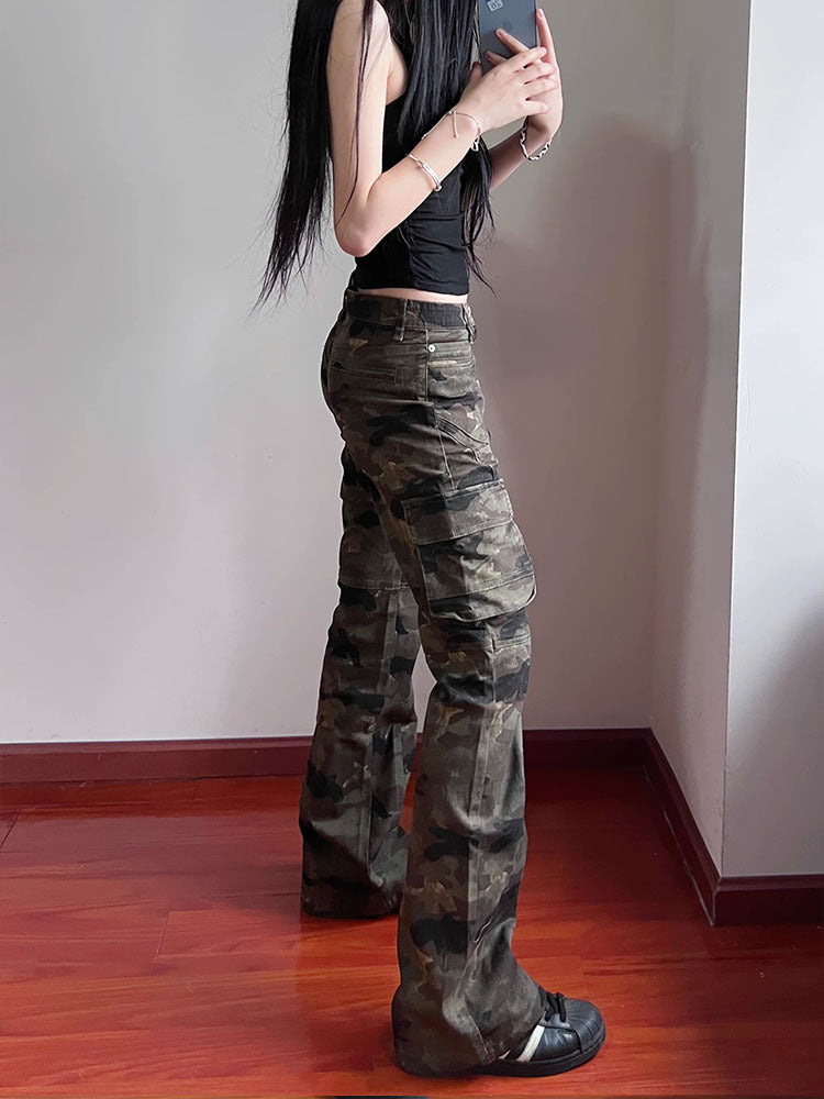 Flared Camo Cargo Pants | MzStar Fashion | view 3