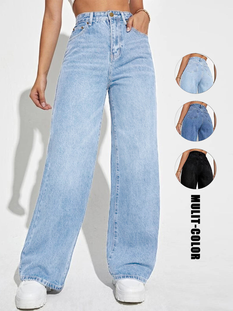 Loose Straight-Leg Jeans | MzStar Fashion
