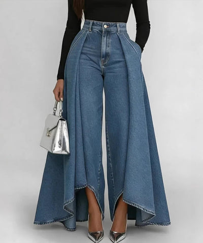Washed Wide-Leg Workwear Jeans