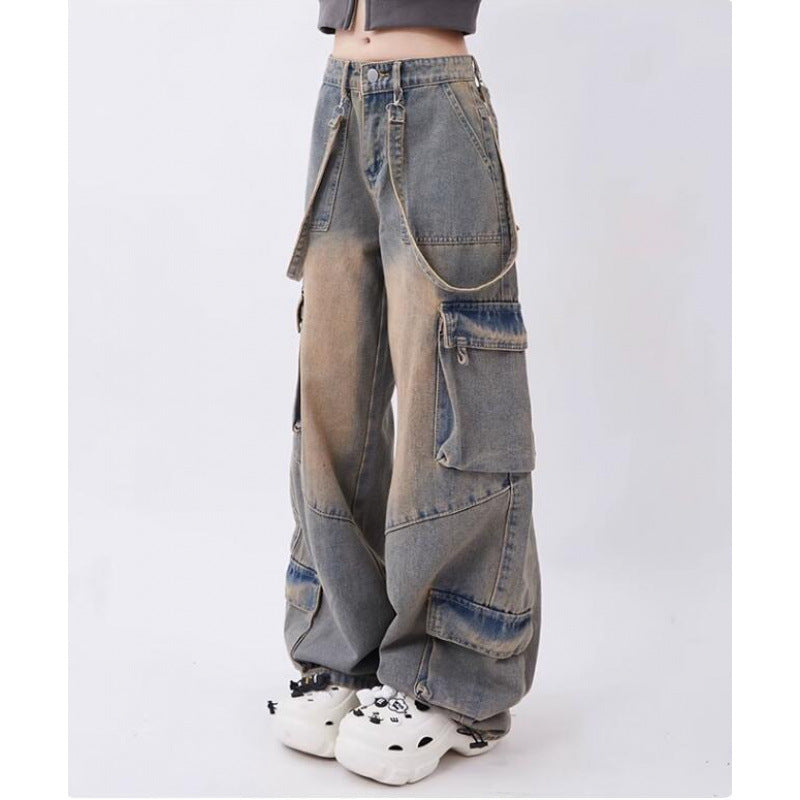Distressed Big-Pocket Straight Jeans | MzStar Fashion | view 3